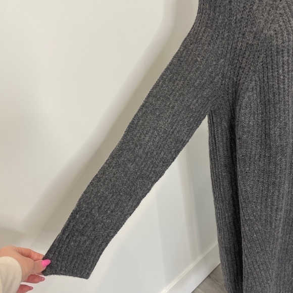Treasure & Bond Gray Folded Neck Long Sleeve Sweater Dress - Picture 5 of 10